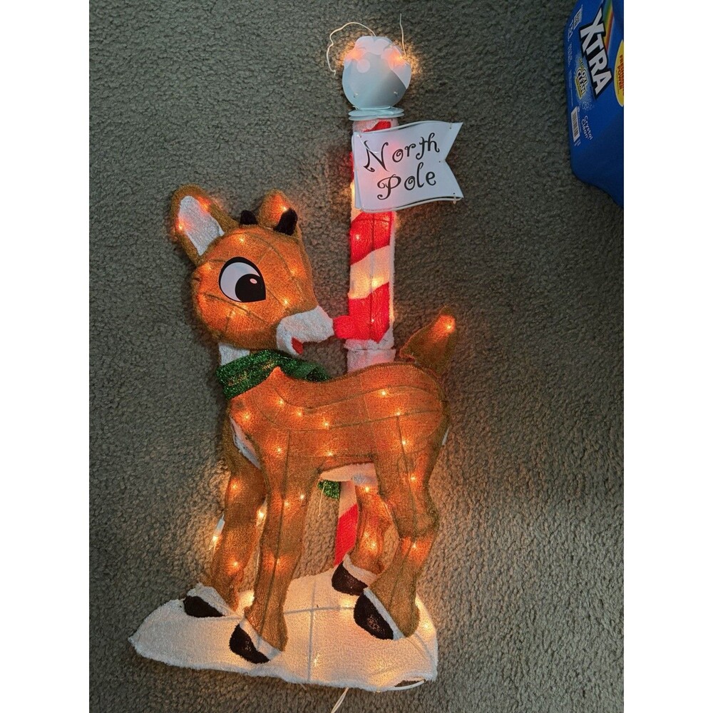 Rudolph The Red Nosed Reindeer Flashing Light Yard Decor Blinking Nose